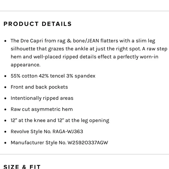 Rag & Bone Dre Capri jean distressed White Prospector 24 - Picture 12 of 12